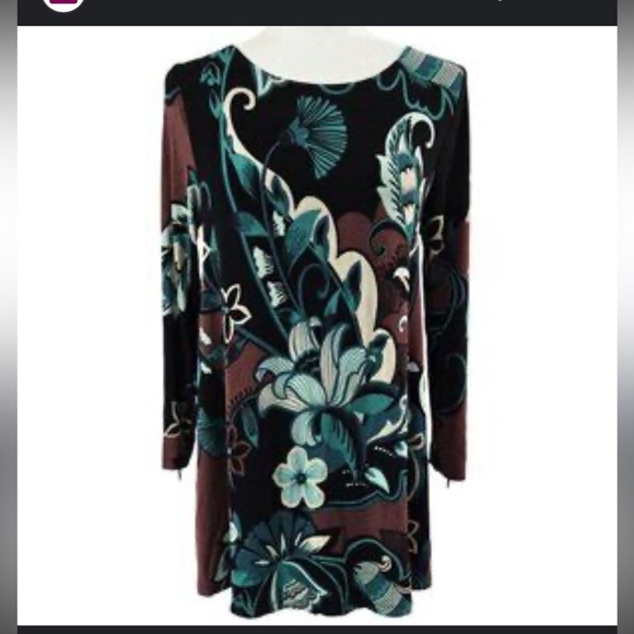 Chico's Travelers Womens Floral Tunic Top Sz 3 Multicolor 3/4 Sleeve - Picture 6 of 6